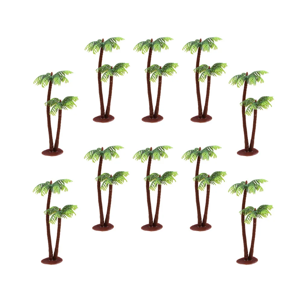 

20PCS Simulated Coconut Tree Model Mini Coconut Tree Cake Decor Miniature Landscape Model Decor Creative Sand Table Model for