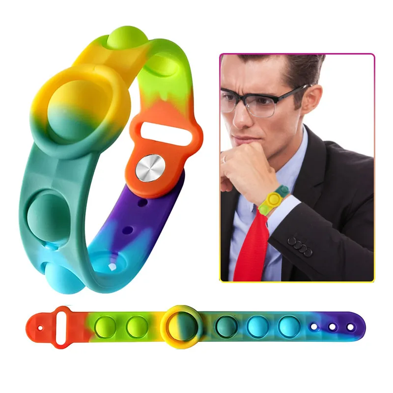 

Игрушка-фиджет Радуга, регулируемый браслет с простым затемнением, силиконовая сенсорная игра для аутизма, подарки для детей и взрослых