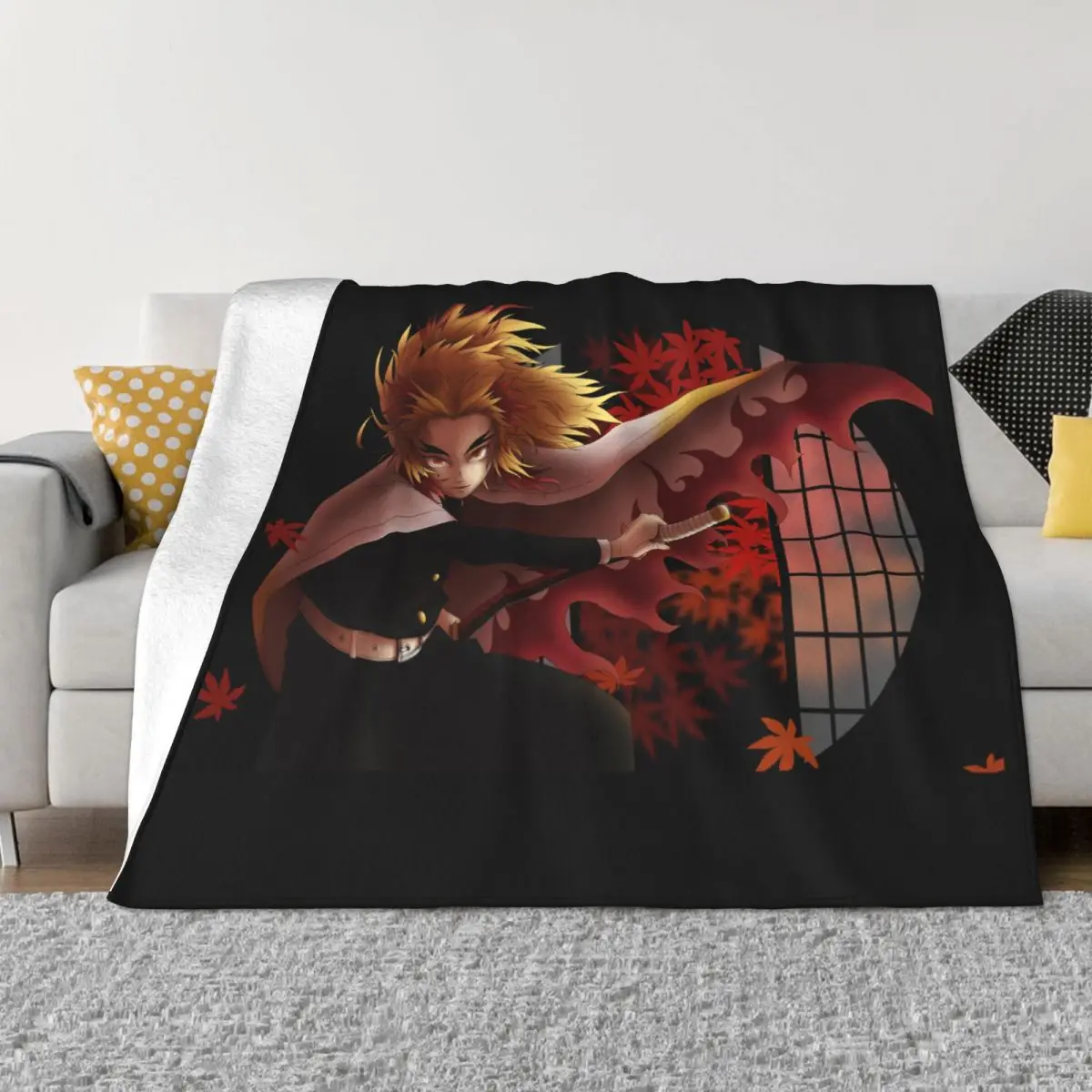 

Одеяла для рассекания демонов Rengoku Kyoujurou Kimetsu No Yaiba, аниме пледы с дьявольским лезвием для кресла, покрывающие диван, лето