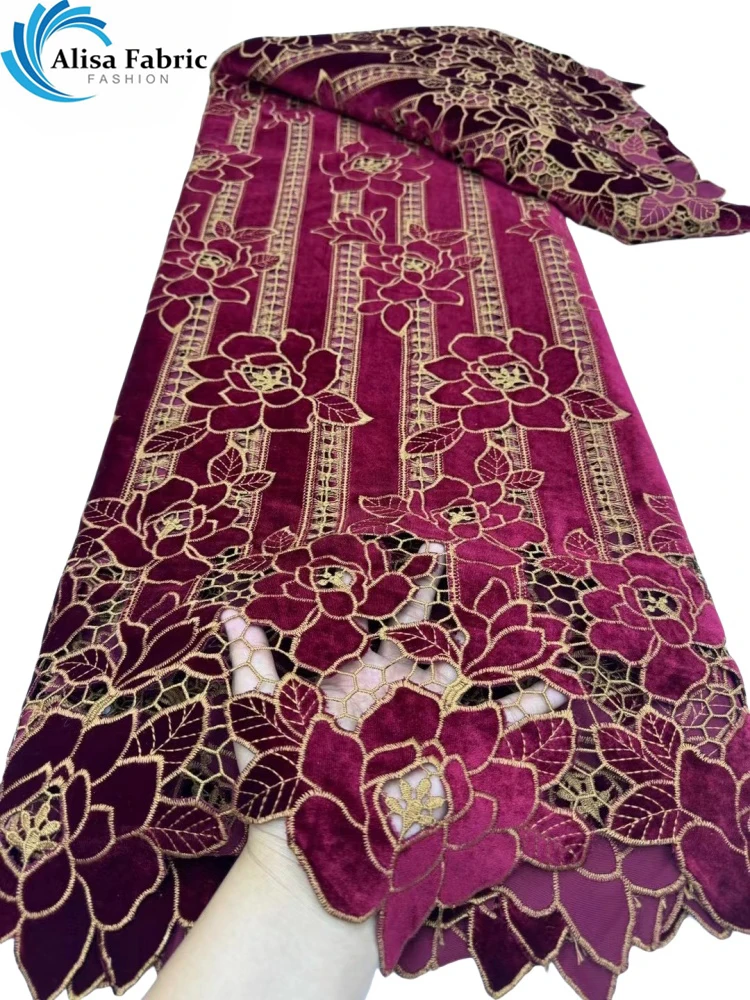 Новинка 2024 изящная мягкая вышитая бархатная кружевная ткань лучшего качества 5