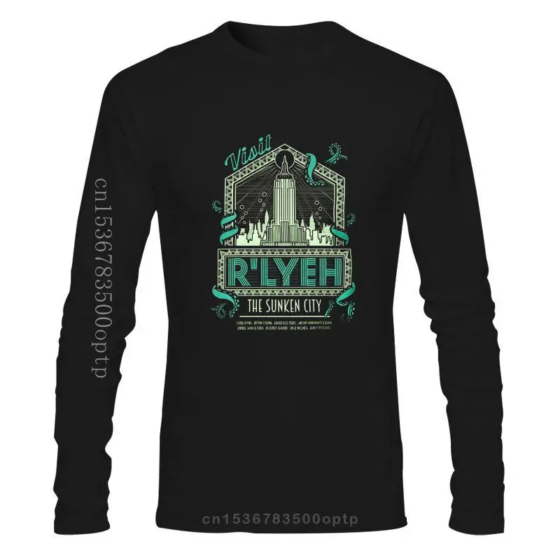 

Мужская одежда Rlyeh-затопленный город-H.P. Мужская футболка с ужасным принтом lovecraft Call of Cthulhu, напечатанная на экране Хань