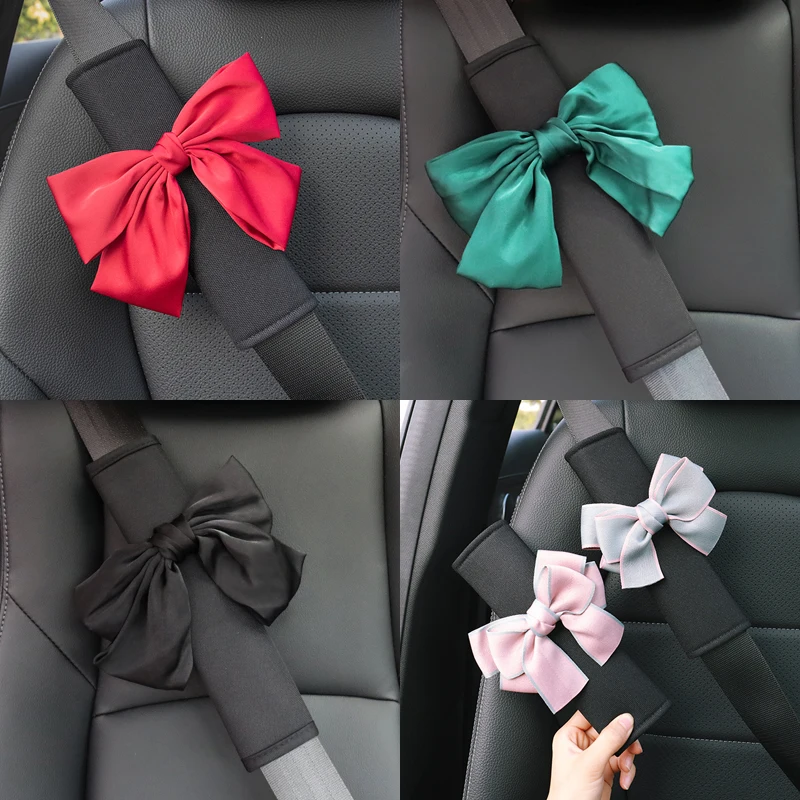 1pc Styling Bowknot Universal Car Safety Seat Belt Cover Breathable Ice silk Shoulder Pad Seatbelts Protective Car Accessories