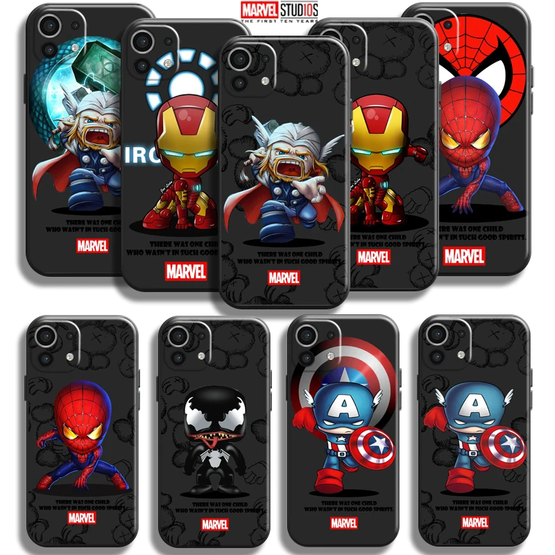 

Marvel Cartoon Iron Man Spiderman Phone Case For Xiaomi Mi 11 11 Lite 5G Black Back Coque Silicone Cover Soft