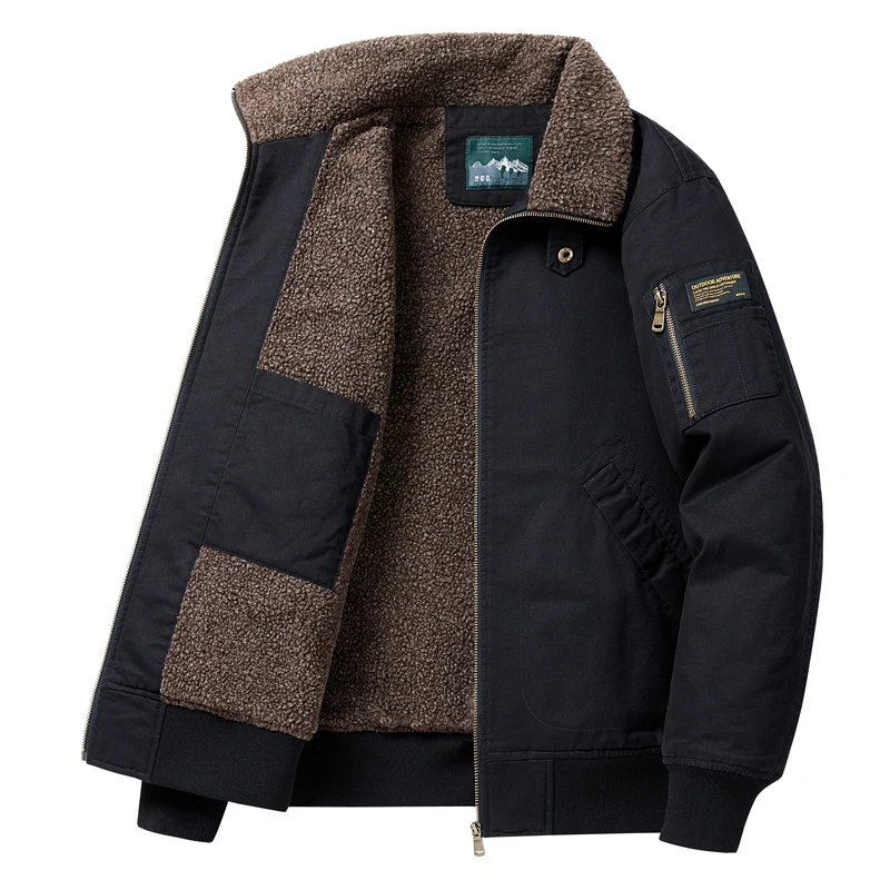 2023 New Men Winter Fleece Minimalist Lapel Jacket Men Autumm Casual Fashion Windproof Warm Outdoors Jacket Male Plus Size 5XL
