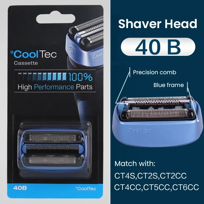 для замены бритвенных головок серии Braun 40B CoolTec CT2s CT2cc、CT3cc、CT4s、CT4cc、CT5cc、CT6cc、Cool-Tec