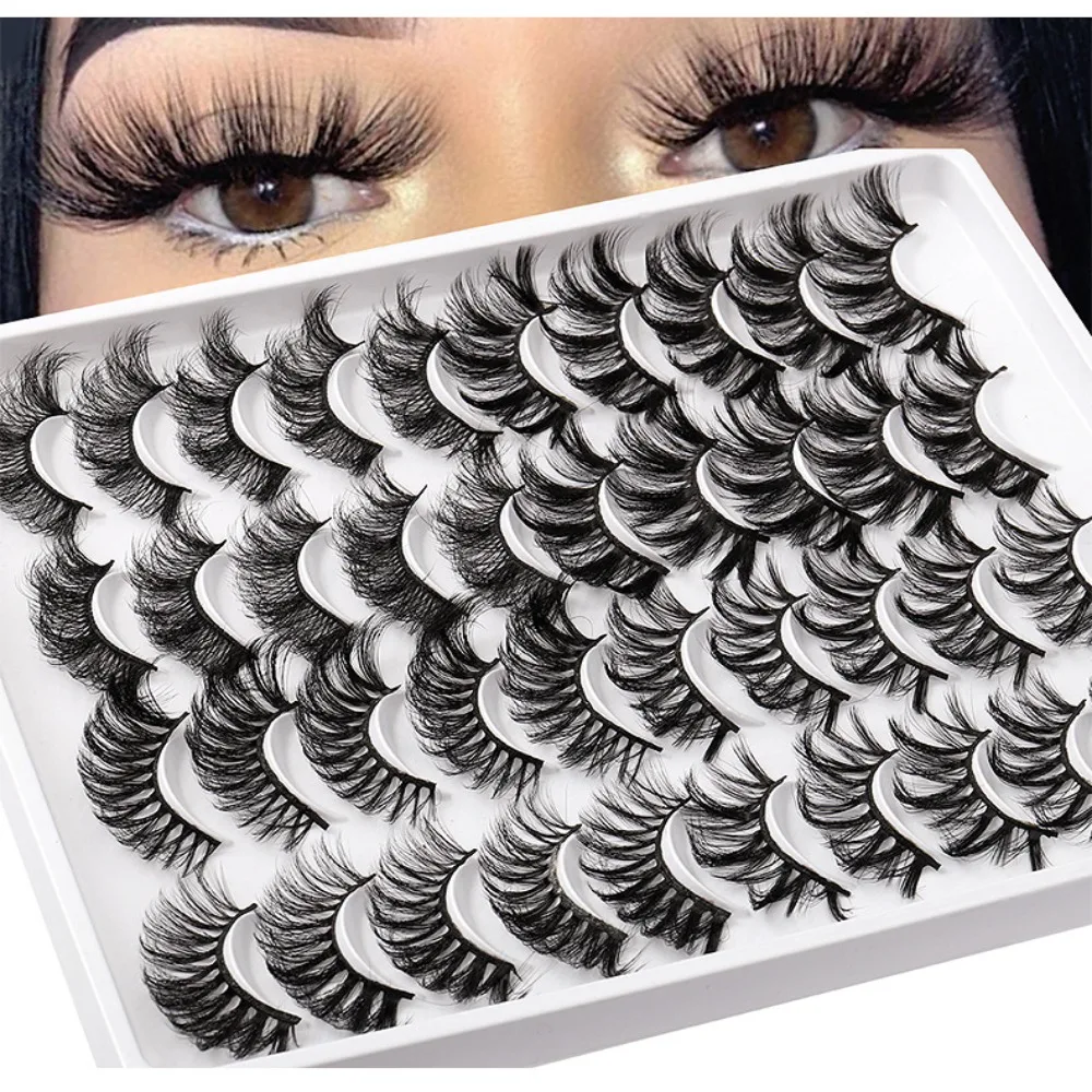 

20 Pairs Pack Natural Look Handmade Fairy Lashes False Eyelashes Faux Mink Lashes Dramatic Fluffy