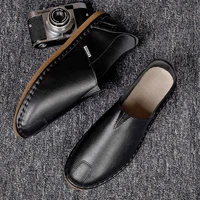 mens new fashion handsewn pu leather casual shoe male all match comfy soft loafer moccasins flat leisure driving shoe 2 types