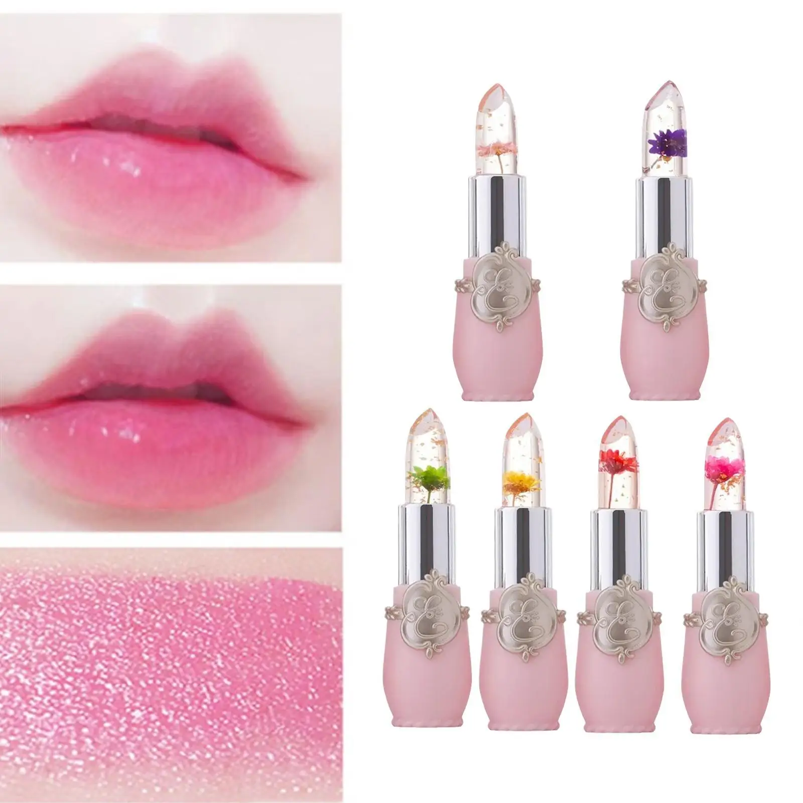

Moisturizer Lip Gloss Transparent Jelly Flower Lipstick Temperature Color Change Waterproof Makeup Lip Balm Cosmetic Makeup Tool