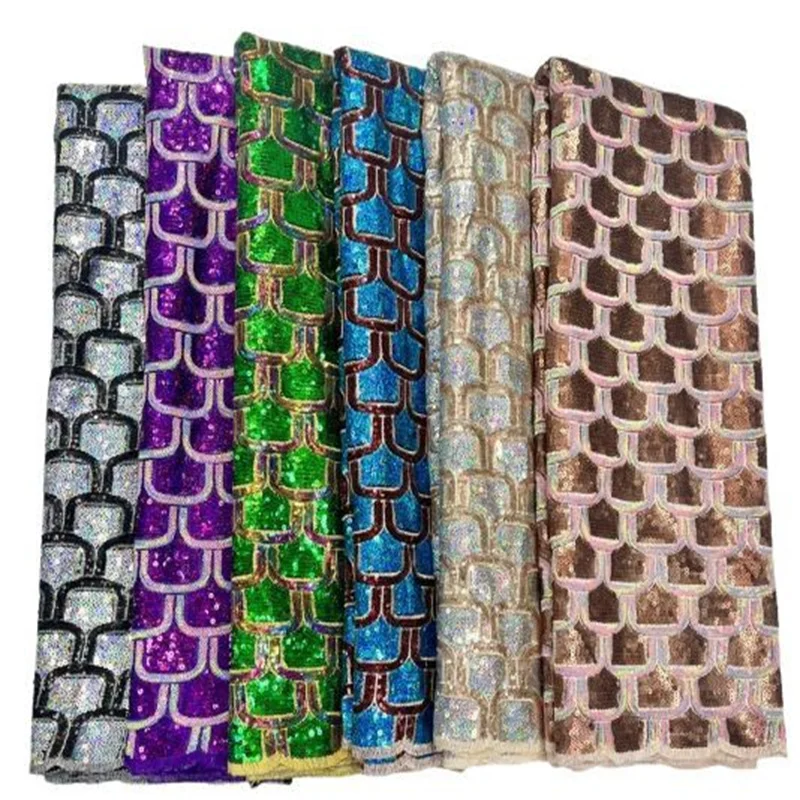 

Green/Gold Sequins Design African Mesh Lace Fabric High Quality French Laces Fabric Beautiful Tulle For Party Materials