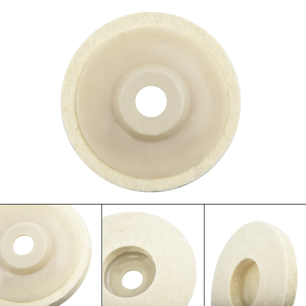 

For Car Woodwork Wheel Disc Rotary Tool Round 12mm Wool Felt Beige Pad 4inch New Practical Accessories Buffing Replacement