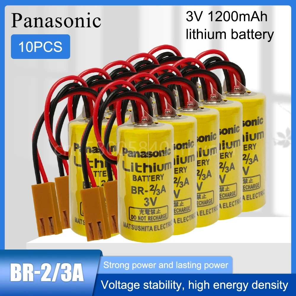 

10PCS Original Panasonic BR-2/3A 17335 3V 1200mAh Lithium Li-ion Batteries with Brown Plug for Machine Tool Equipment
