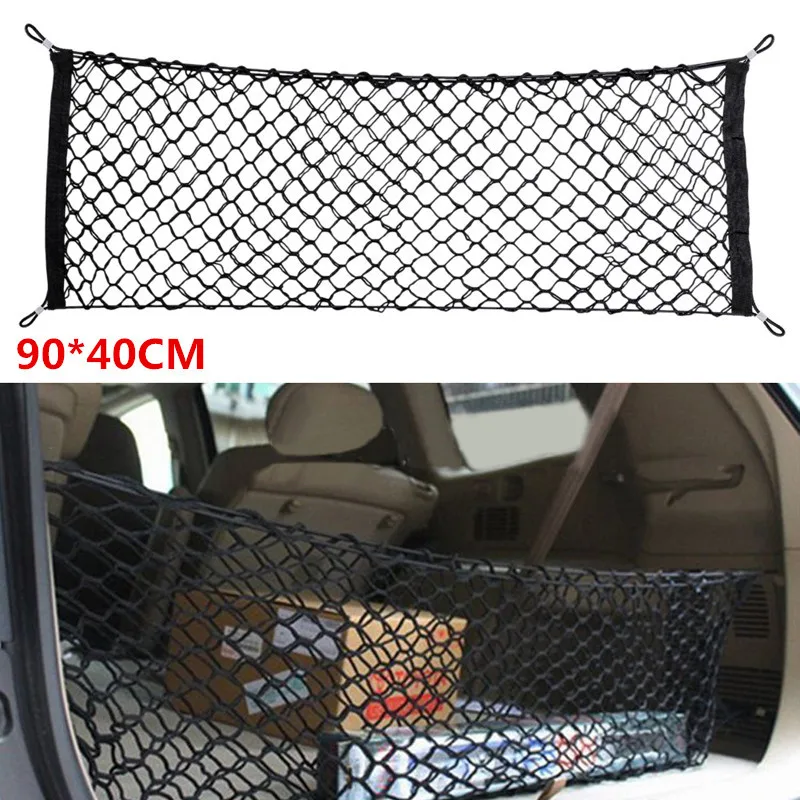 

Universal Car Trunk Rear Storage Cargo Luggage Nylon Elastic Mesh 90x40 CM Net Holder With 4 Plastic Hooks Pocket New