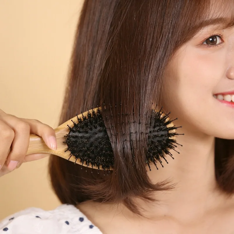 

Bamboo Combs Pig bristles Air Cushion Comb Scalp Meridian Massage Airbag Comb Peine Daily Styling Tools расческа для волос
