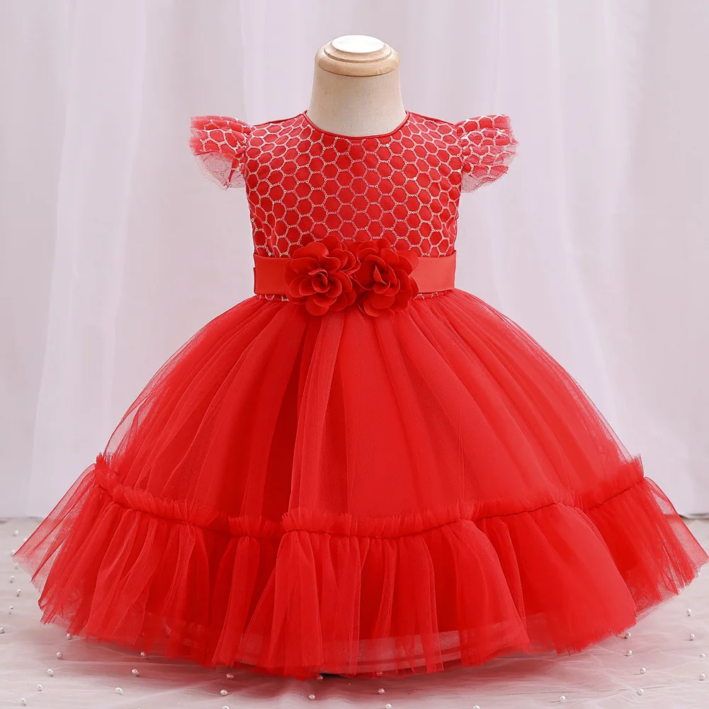 0-3Years Baby Girl Dress Baptism Dress First Year Birthday Party Tutu Fluffy Gown First Communion Dresses for Girl Baby Clothes