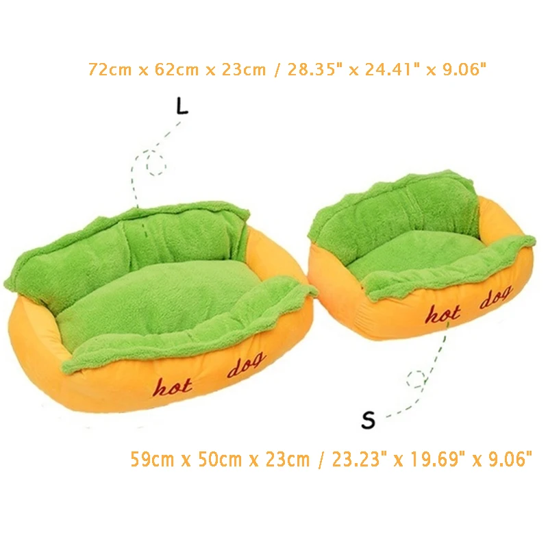 Funny Hot Dog Bed Pet Lounger Doggie Kennel Cat Puppy Warm Soft House Sofa Mat Basket Blanket Hotdog Beds Sleeping Bag |