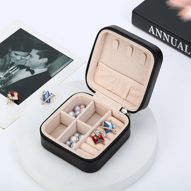 

Small Jewelry Organizer Box for Travel Portable Mini Jewelry Case with Zipper for Rings Necklaces Earrings Gift for Women Girl