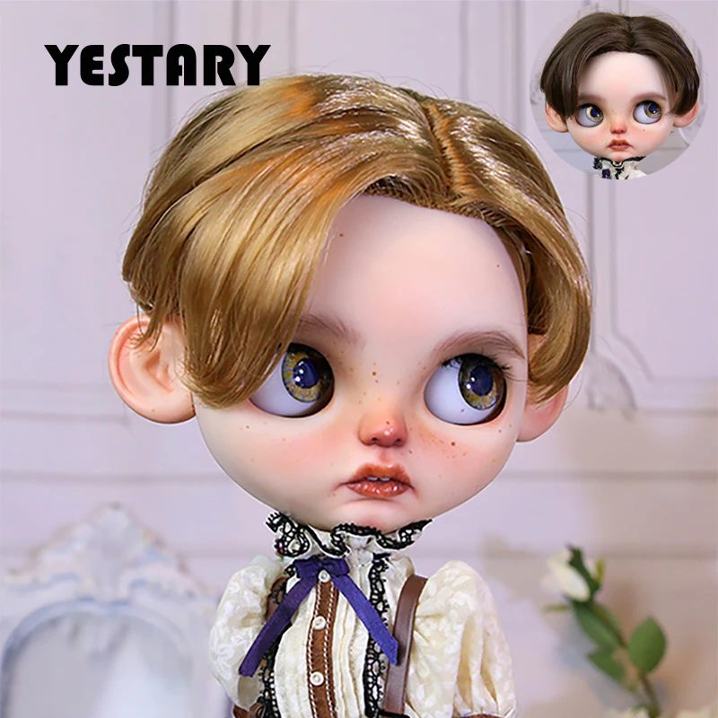 

YESTARY BJD Doll Wig For Blythe Size Doll Accessories Tress Toy Hair Milk Silk Short Hairstyle Gentleman Short Wig For Girl Gift