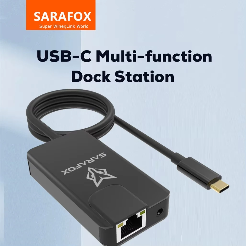 Sarafox 5in1 USB-C 3 5 мм аудио с сетью Rj45 1000 Мбит/с быстрое зарядное устройство PD 100 Вт для