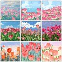 chenistory 30x30cm painting by numbers for adults handpainted flowers coloring by numbers picture drawing wall art diy gift