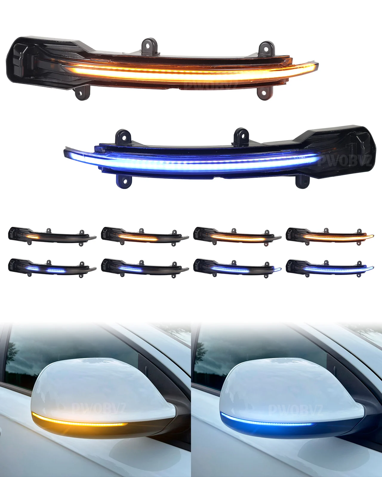 2 шт. мигалка для бокового зеркала автомобиля светодиодный динамический янтарный