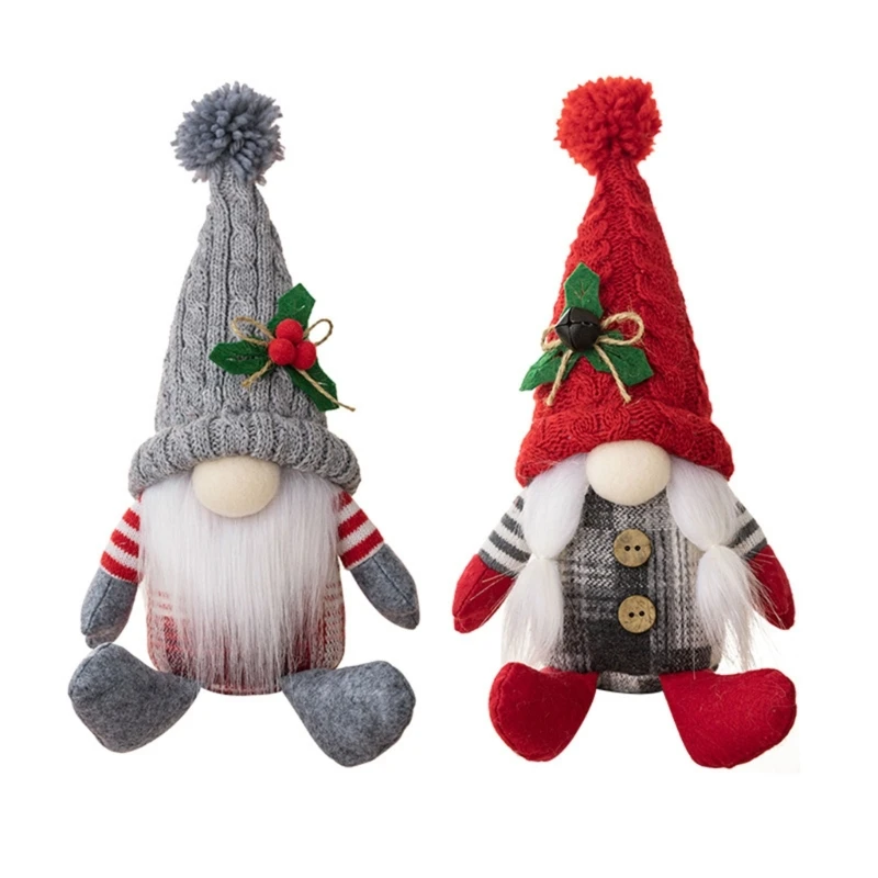 

Christmas Gnomes Figure Mini Gnome Desktop Decor Knitting Hat Santa Plush Toy Small Table Ornaments