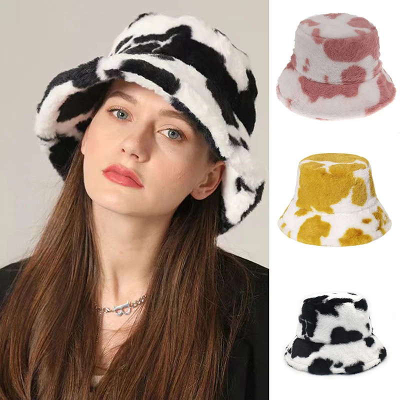 

Women's Bucket Hat Plush Panama Hats for Femme Outdoor Keep Warm Autumn Winter Korean Style Fashion Ear Protection Fisherman Cap