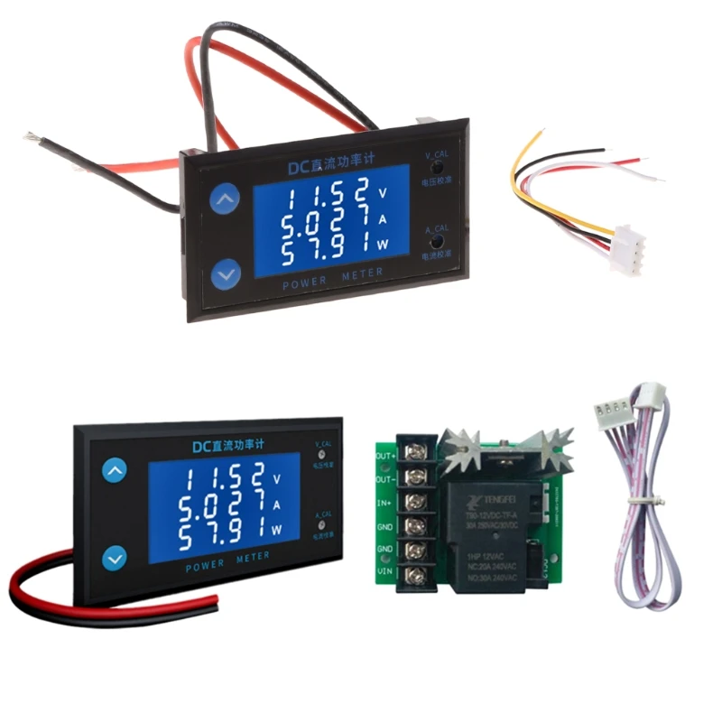 

0-200VDC 10A Power Meter Digital Voltmeter Ammeter Wattmeter Temperature Monitor