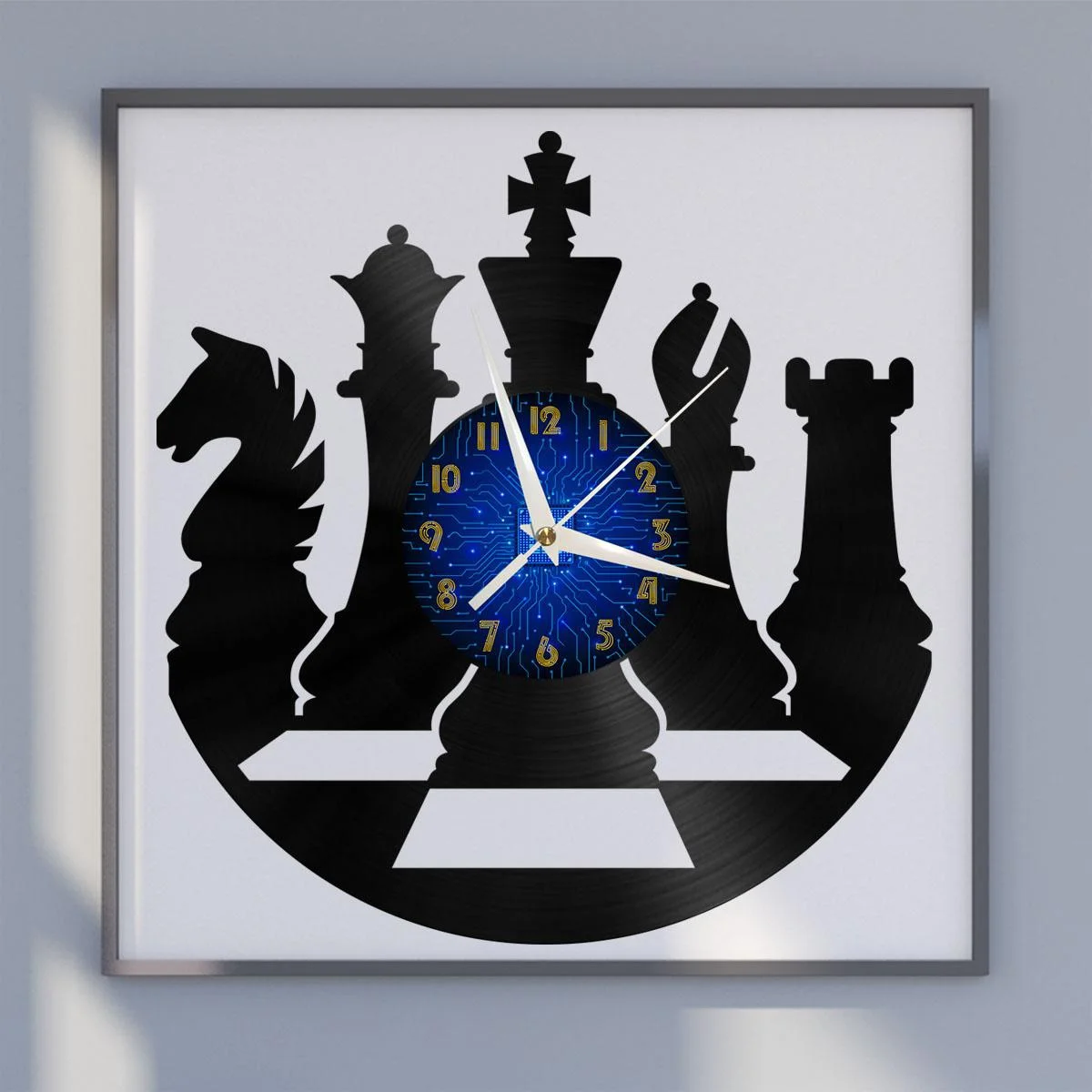 

Chess Silhouette Vinyl Wall Clock, Vinyl Record Clock Wall Art Silent & Non-ticking