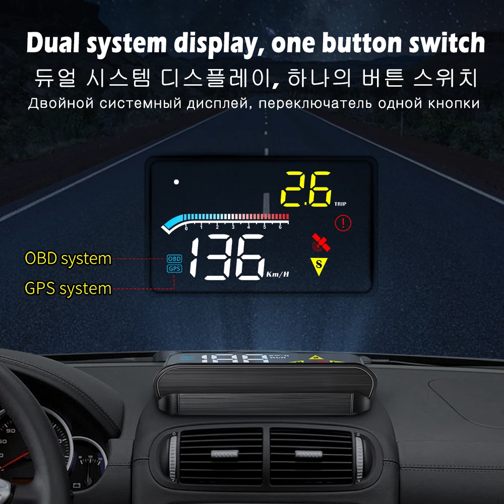 Дисплей на лобовое стекло WiiYii M17 HUD с поддержкой OBD2 и GPS |