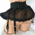 Женская кружевная мини-юбка, на шнуровке, с 6-ю лямками, с оборками, с поясом, сексуальная короткая юбка с высокой талией, Лоскутная Пижама