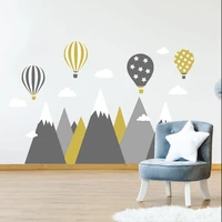 large mountains hot air balloons cloud wall sticker bedroom playroom explore travel camping nature wall decal living room vinyl