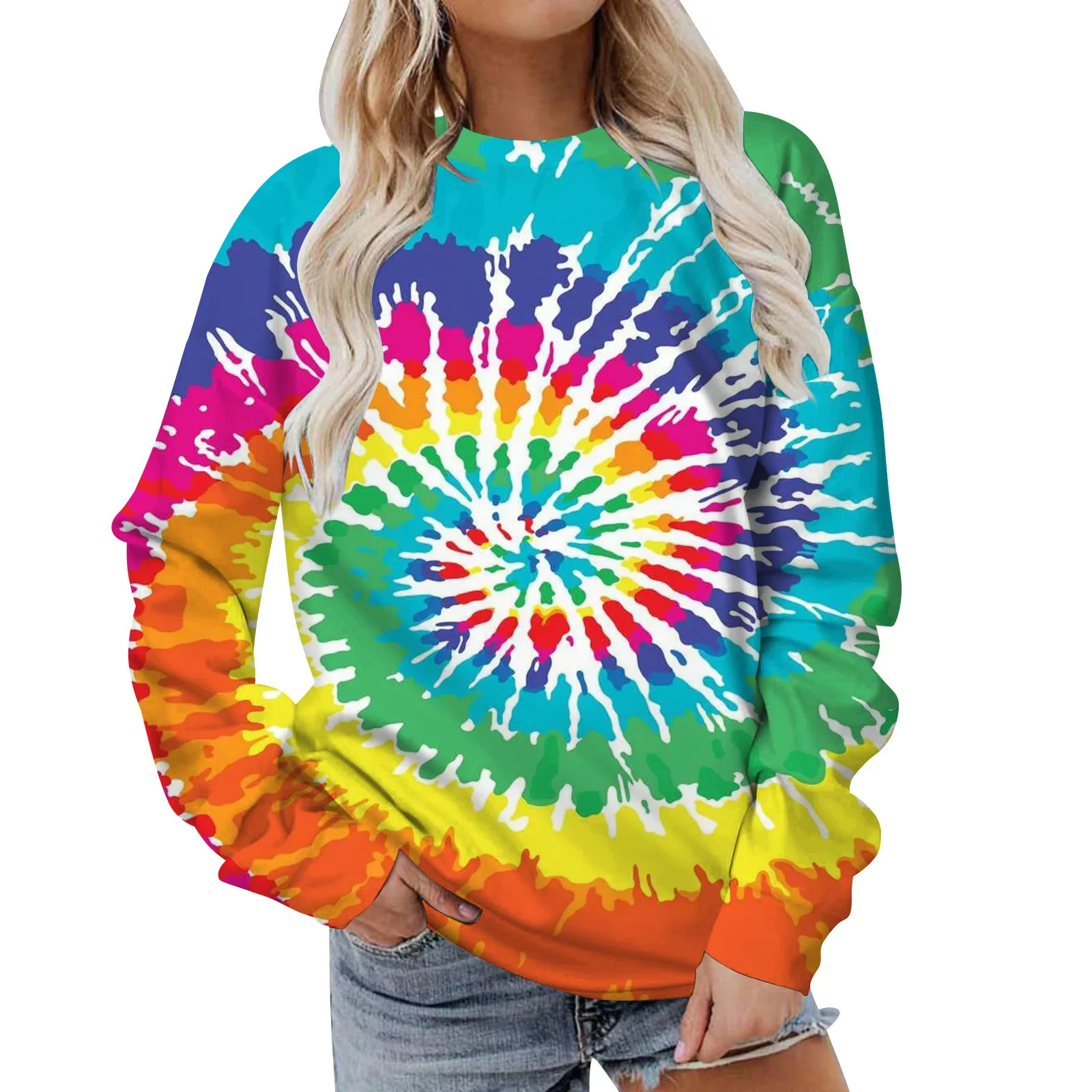 

Женский свитшот с длинным рукавом и принтом, в стиле оверсайз