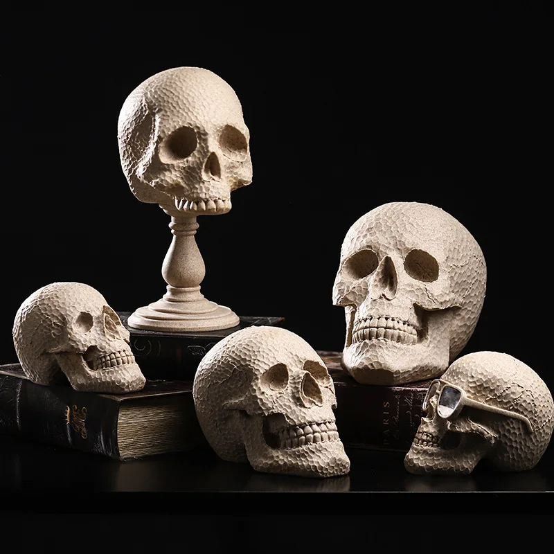 

Nordic Creative Human Head Model Sculpture Decoration Sandstone Skull Creative Desktop Living Room Porch Dining Room Cabinet