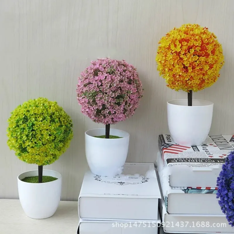 Искусственные растения 1 шт. Зеленый Бонсай маленькое дерево горшок поддельные