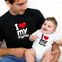 hipster i love my family matching clothes dad mom daughter son short sleeve t shirt for daddy mommy and me baby girl boy clothes