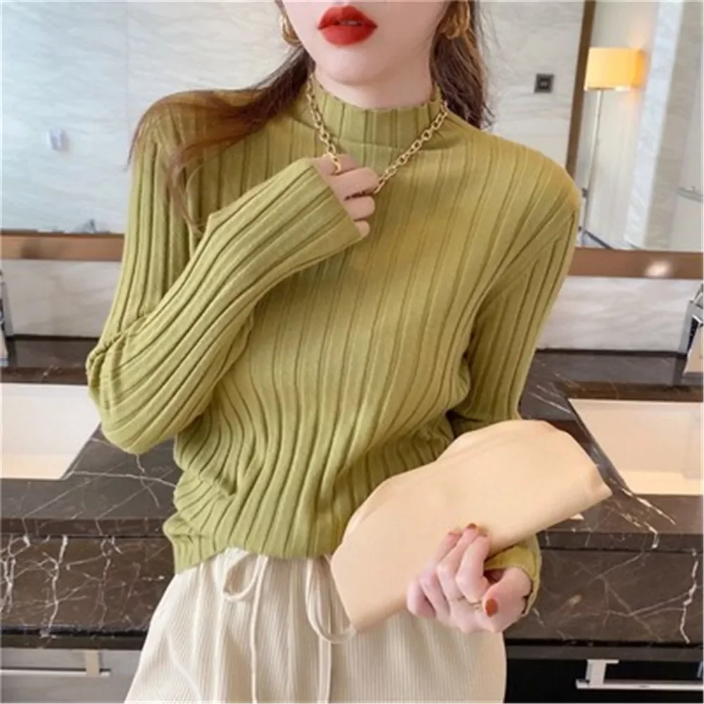 

2022 Women Sweaters Pullovers Women's Autumn Winter Turtleneck White Knitted Fashion Top Spring Autumn Basic Wear Sweater Tops