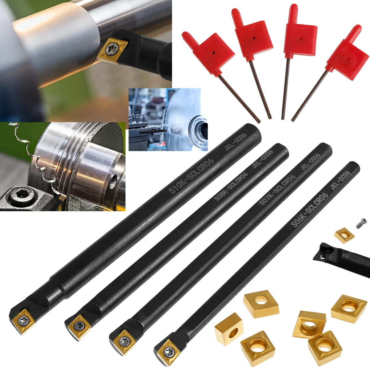 

New Lathe Boring Bar Turning Tool Durable Turning Tools Holder Set S06K/S07K/S08K/S10K-SCLCR06 Lathe Turning Tools Holder Set
