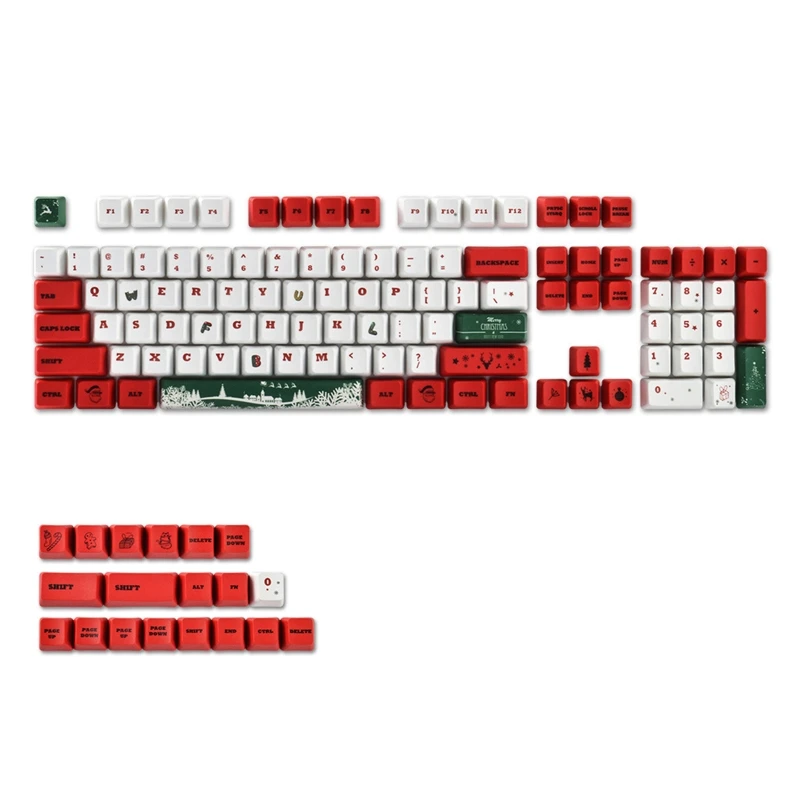 

Christmas Element Keycaps Set OEM Profile Dye Sublimation PBT Keycap for Mechanical Keyboard 123 Keys Cartoon Key Caps
