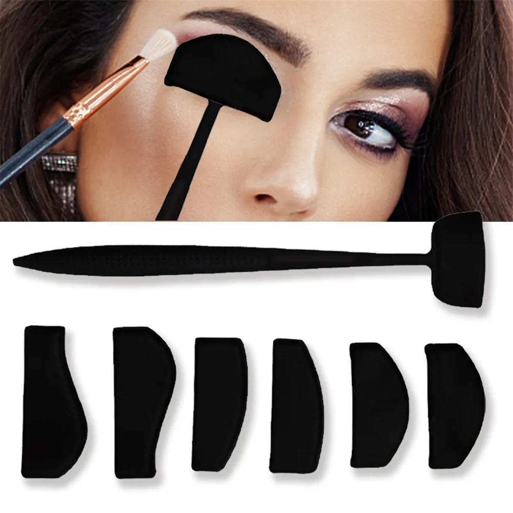 

6 in 1 Silicone Eye Makeup Stencils Black Crease Line Kit Women Eyeshadow Stencil Delineate Eyes Cut Crease Reusable Makeup Tool