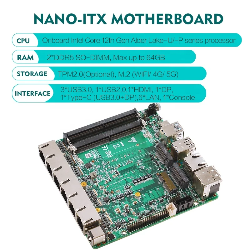 Материнская плата Zunsia 12th/13th Alder Lake -U/-P процессор 6Lan брандмауэр материнская DP