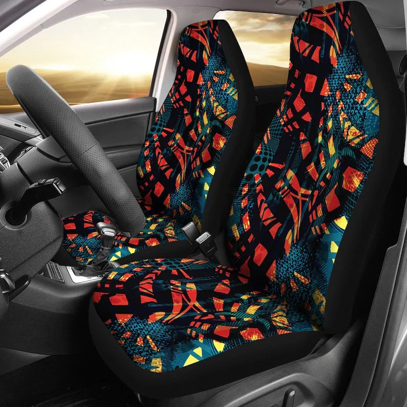 

Red Abstract Art Car Seat Covers Pair 2 Front Seat Covers Car Seat Protector Car Accessories