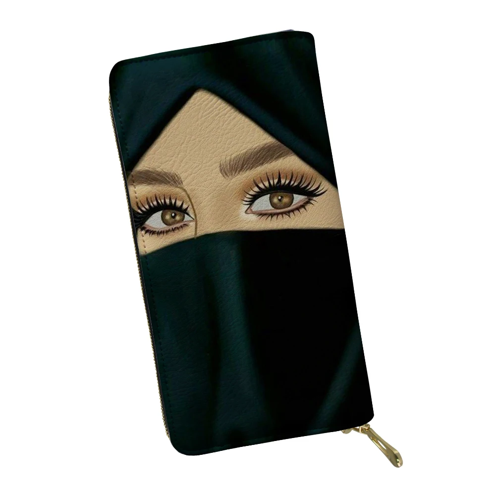 Muslim Islamic Girl Pattern Long Wallet Premium Portable Zipper Clutch Cards Holder Customized Unique Style Woman Coin Purse 