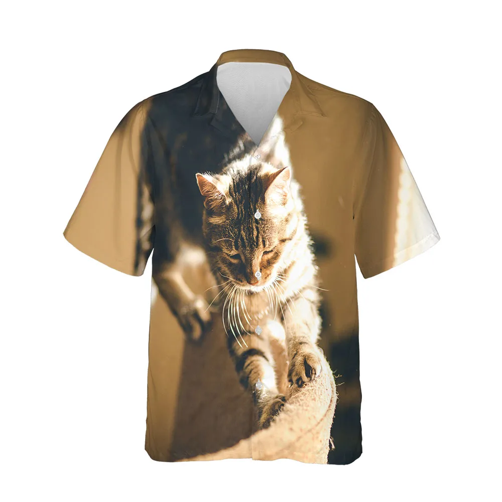 

Jumeast New 3D Printed Summer Hawaiian Men's Shirts Streetwear Kitty Collection Short Sleeve Shirts High Quality Breathable Tops