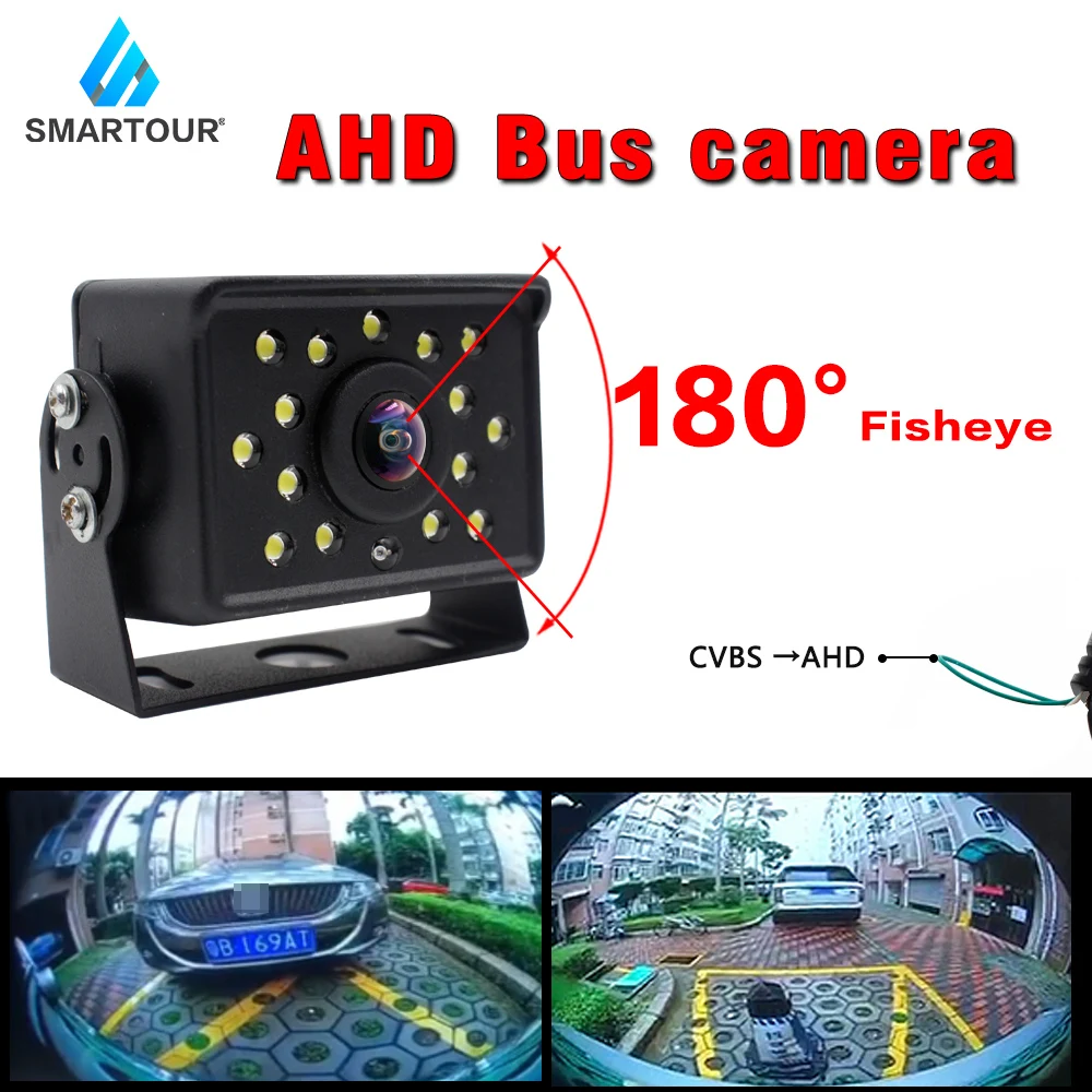 

Car LED Night Vision Camera AHD CCD Bus Rear View Camera HD for Truck Trailer 180 Deg Fisheye Reversing Camera Auto Accessories