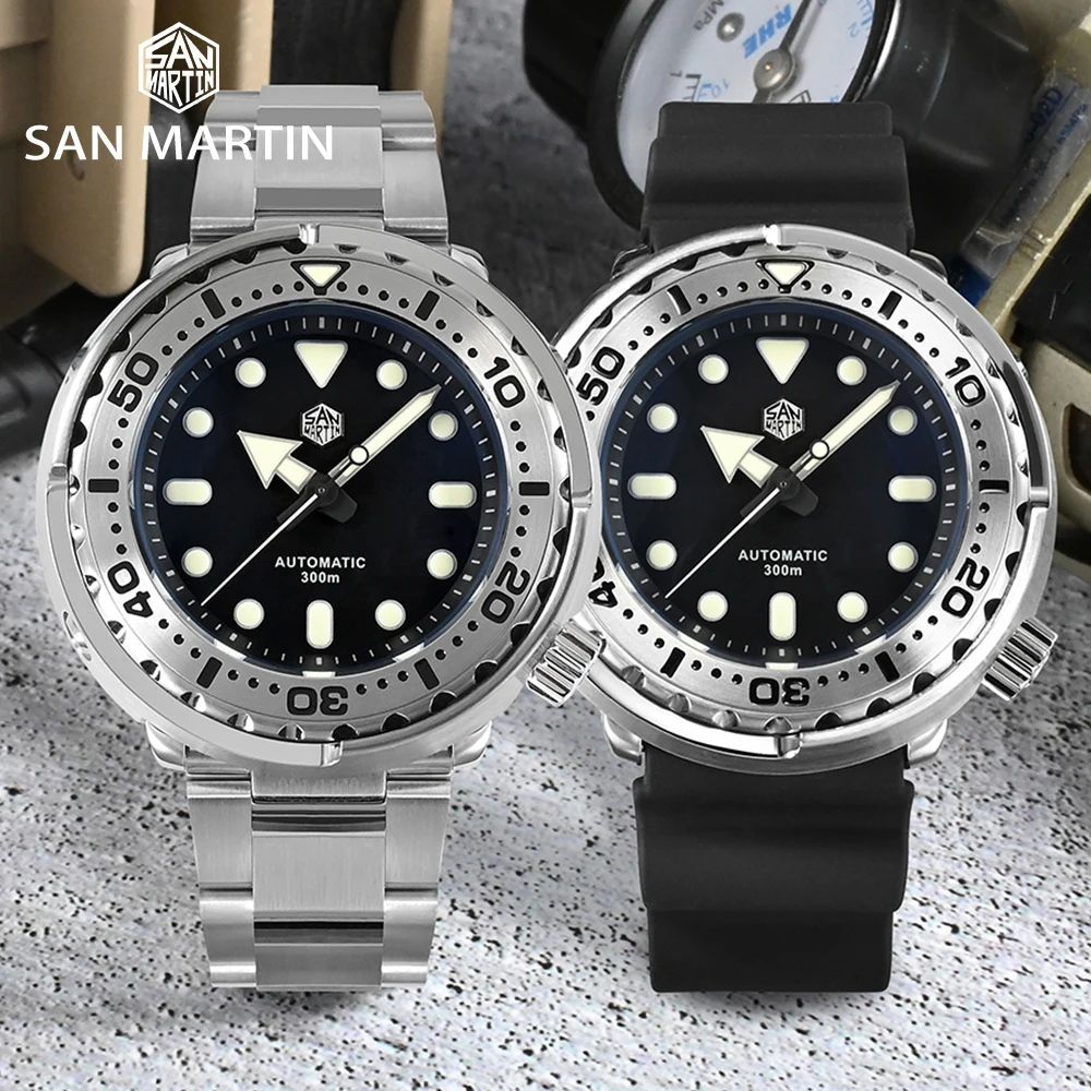 San Martin New 47mm Tuna Diver Watch Men Watches Automatic NH35 Mechanical Stainless Steel Wristwatch Sapphire Mirror 30Bar часы