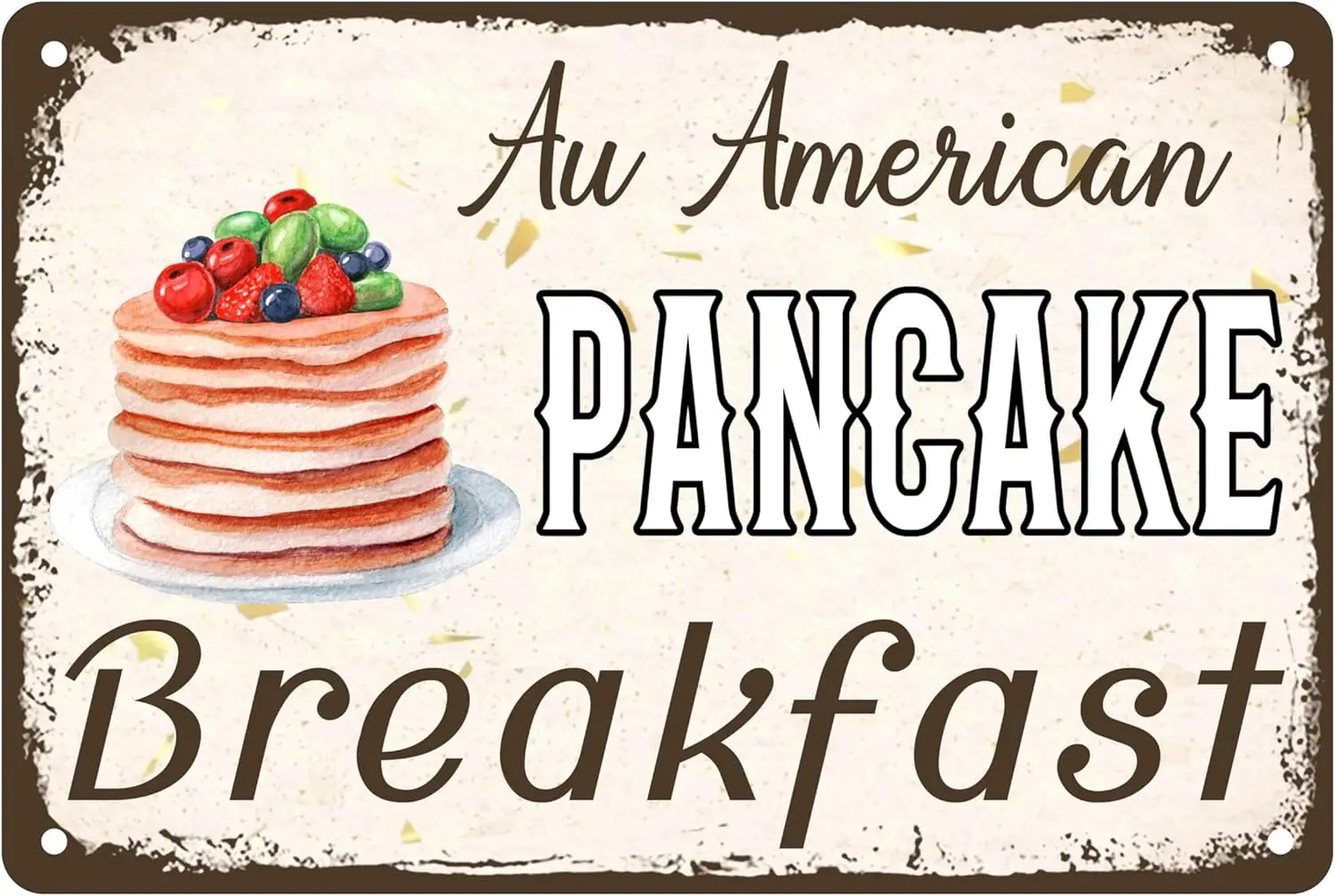 Vntge Ktchen Wll Decor Metl Tn Sgns Retro Brekst Sgn Pncke rt ntque Cookng 8x12 nch