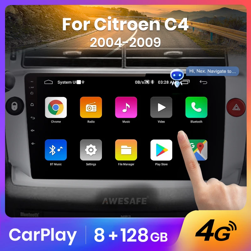 Автомагнитола AWESAFE PX9 для Citroen C4 мультимедийный проигрыватель на Android 2004 2 din 8 ГБ +