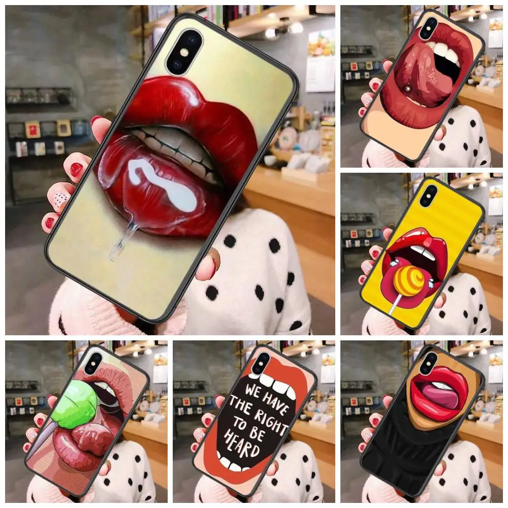 

Sexy Lady Red Lips Hot Girl For Moto Edge E E6 E7 G 20 G30 G100 Fast Lite Play Plus Power Pro Stylus 2020 2021 5G Boutique