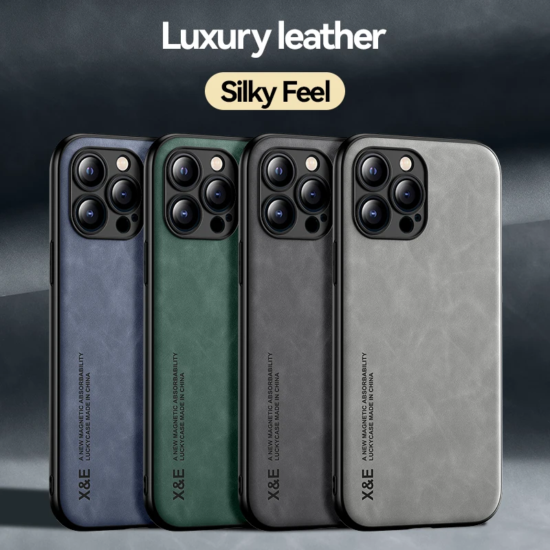 

Ультратонкий шелковистый Магнитный чехол для телефона iPhone 13 11 12 14 Pro Max XS XR X 7 8Plus, роскошный текстурный кожаный защитный чехол