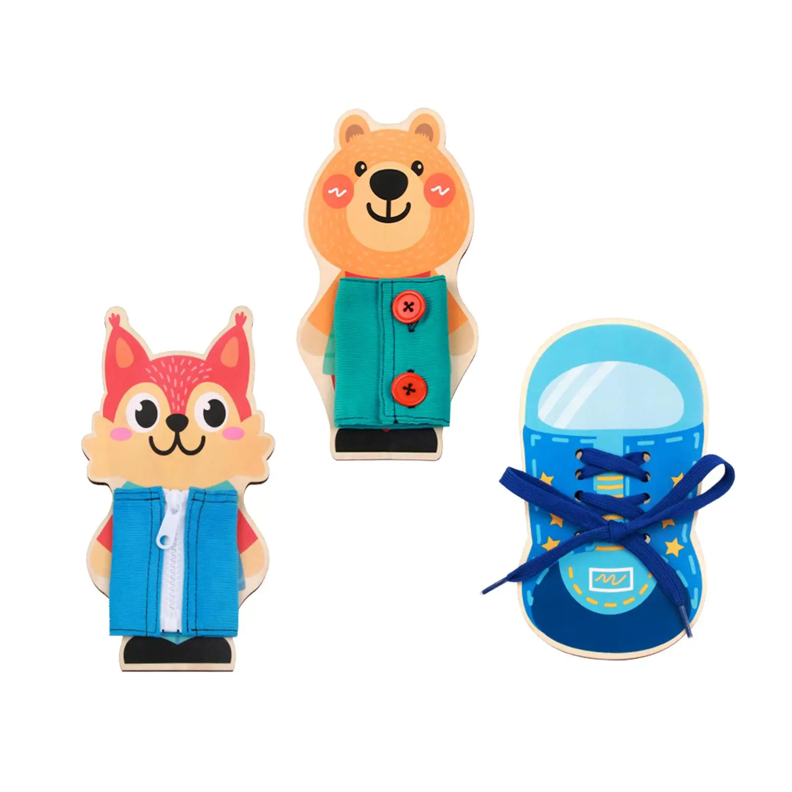 

3 Pieces Dress Learning Board Teaching Activity Baby Dress Toys Montessori Early Education for Kindergarten Plane Travel Toy